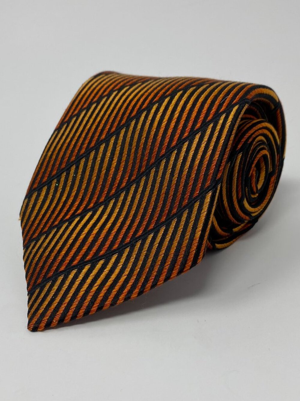 Tino Cosma Tie Orange Yellow Jacquard Geometric 100% Silk Made in Italy